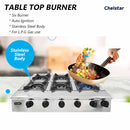 Chelstar Dapur Gas 6 Pembakar Stainless Steel 6 Burner Table Top Gas Stove CGC-611