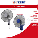 TRIO Kipas Dinding Wall Fan (16") TWF-4162A