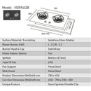 Rubine 2 Burner Glass Hob Built In Gas Cooker RGH-BRAVA X-2B-BL / RGH-VERRA2B-SK / RGH-FIGATA2B-BL
