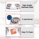 Aiwa Dapur Gas 9 Jets Stainless Steel Stove 10.4kW Gas Cooker AGS-9135SS