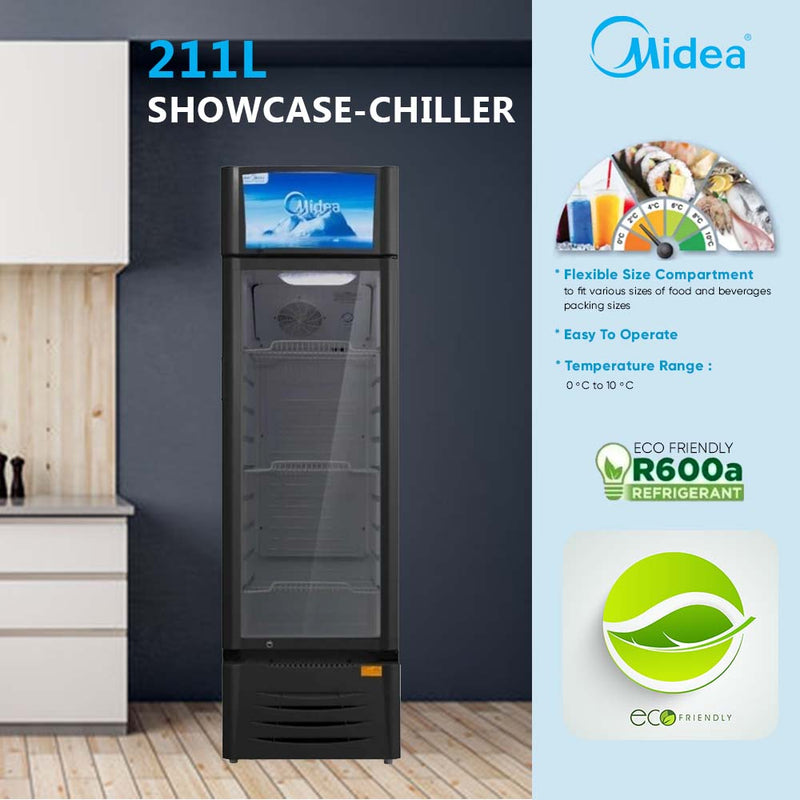 Midea Showcase 211L Glass Door MDRZ304FGG30
