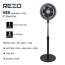 Rezo Kipas Berdiri Stand Fan (8") 90W V8S (MB)