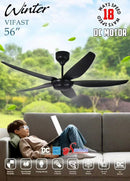 Elmark Kipas Siling 56 " Winter Vifast Ceiling Fan DC Motor With Remote Control WINTER VIFAST(MBK)