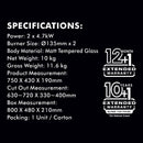 Milux  Dapur Gas Kaca 9 Burner Head Glass Hob Gas Cooker MGH-F288L