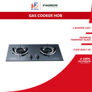 Faber Dapur Gas Kaca Tanam Built-In Glass Cooker Hob LAVIN 2B/76BK