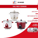 Khind  Periuk Nasi Anshin Rice Cooker 0.6L RC106M (RED ALPHA / PEARL WHITE) / RC10665TH