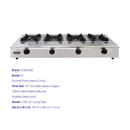 Chelstar Dapur Gas Komersial 4 Pembakar Stainless Steel Commercial 4 Burner Gas Stove CGC-411