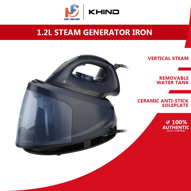 Khind Steam Generator Iron Ceramic Anti-Stick Soleplate SI501P
