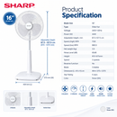 Sharp Kipas Berdiri (16'') Slide Fan White PJSL165LSN