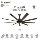 Elmark Kipas Siling 72” 9HE - 9HE DC Motor Ceiling fan with Remote control 9HE72 9HE-RB 9HE-MBK