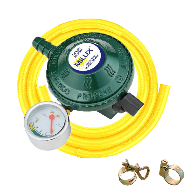Eurogas / Apro / Milux / KSHome / Chelstar - Sirim Safety Low Pressure Gas Regulator Complete Double Safety Rubber Hose M-198F