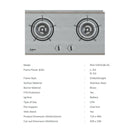 Rubine 2 Burner Hob Built In Gas Cooker Stainless Steel RGH-ENYA2B-SS