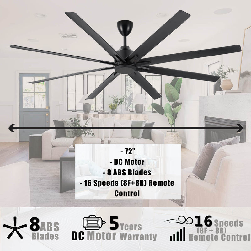 Regair Inovo TITANIUM 72” Kipas Siling Ceiling Fan 8 Blades with DC Motor TITANIUM72-MB