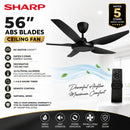 Sharp Kipas Siling - 5 Blades Ceiling Fan With Remote Control (56”) PJC116BK PJC116SDBK