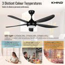Khind 56" Ceiling Fan DC Motor Remote Control and Led CF56DC3RL ( Matt Black )