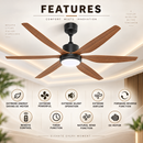 Rezo Kipas Siling 66'' Extenz 6 Blade Led With Remote Control EXTENZ 66 (LED) Dark Wood
