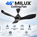 Milux Kipas Siling - (46'') Ceiling Fan Remote Control Without Light MCF-E120 MCF-E120GM