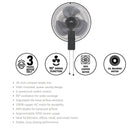 Deka 16'' Kronos Wall Fan Pull Switch Control KWF16PBK KWF16 PKWF-16P