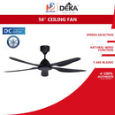 Deka 56'' Kronos Ceiling Fan With Remote Control KFK6N56MB12 K6N (Matt Black)