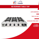 Chelstar Dapur Gas 6 Pembakar Stainless Steel 6 Burner Table Top Gas Stove CGC-611