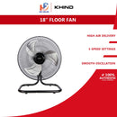 Khind Kipas Lantai - 18" Industrial Floor Fan with Aluminium Fan Blade FF1805