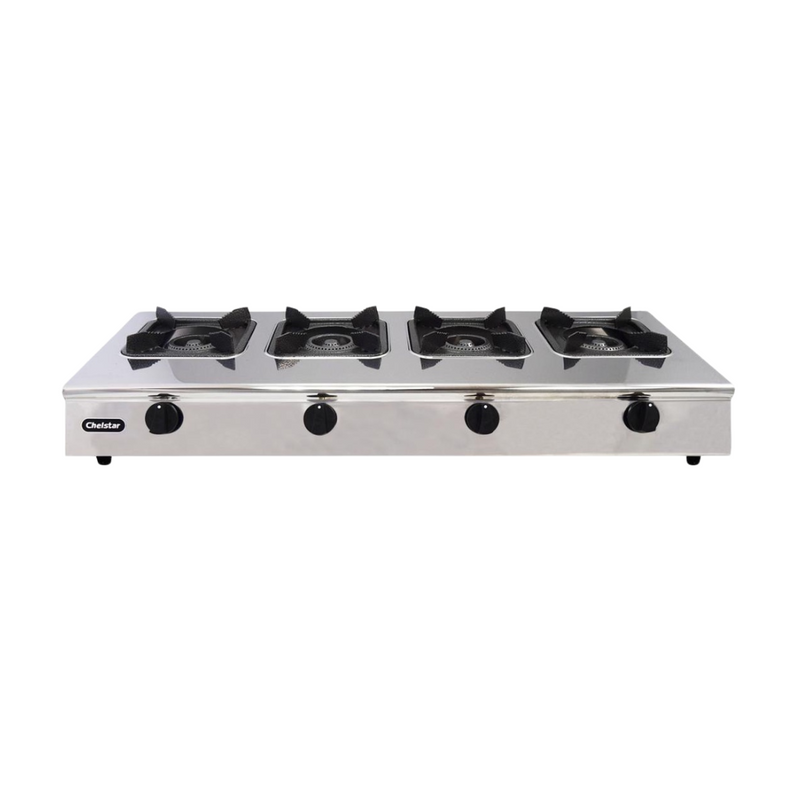 Chelstar Stainless Steel Commercial 4 Burner Gas Stove CGC-411