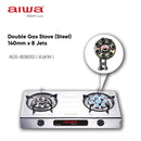 Aiwa Dapur Gas S/S 8 Jets Double Burners Gas Stove AGS-8080SS