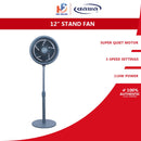 DAWA Turbo Motor Stand Fan 12" DW-CF12 (Light Blue)