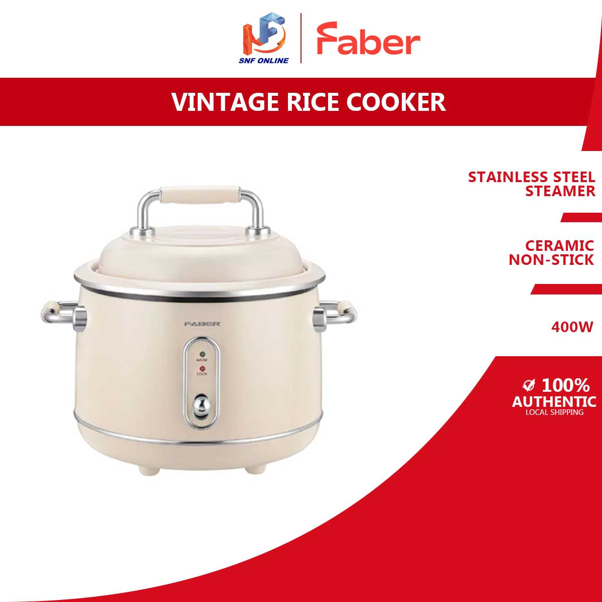 Faber (1.0L) Periuk Nasi - Traditional Rice Cooker VINTAGE FRC-V401