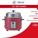 Milux 1.8L Periuk Nasi Rice Cooker Suger Less periuk nasi MRC-180SL