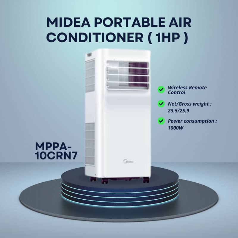 Midea Penyaman Udara Mudah Alih Portable Air Conditioner ( 0.7HP ) MPPA-08CRN7 / (1HP) MPPA-10CRN7