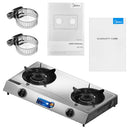 Midea Dapur Gas Keluli Tahan Karat 2 Penunu - 2 Burner Stainless Steel Gas Stove MGS-T2133S