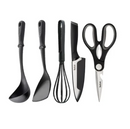 Tefal Kitchenware 5 Pcs Set (Chef Knife 15cm + Kitchen Shears 21cm + Ladle Spatula + Wok Spatula + Bievenue Whisks)