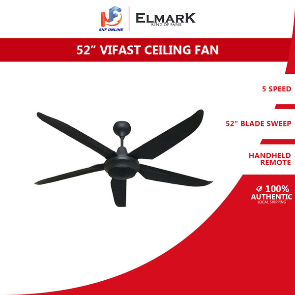 Elmark 52" Vifast ABS Blades 5 Speed Remote Control Ceiling Fan VIFAST(MBK)