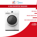 Midea Mesin Basuh Muatan Depan 8.5KG Front Load Washing Machine INVERTER MF100W85B