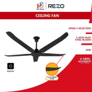 REZO Ventus 56" Regulator Ceiling Fan AC Motor 5 Blade A5 (Matt Black)