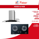 Faber Built-In Glass Cooker Hob LAVIN 2B/76BK + Faber Cooker Hood FABERJET ZITTO 90SS (Combo Set) 2B/76BK + ZITTO 90SS