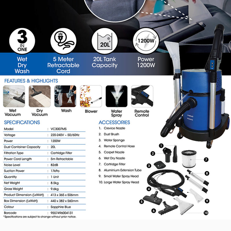Khind Wet & Dry Vacuum Cleaner VC3007MS