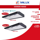 Milux Penyedut Asap Dapur Slim Cooker Hood MHS-S431 MHS-432W