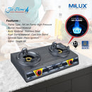 Milux Dapur Gas Tekanan Tinggi 2 Pembakar 2 Burner High Pressure Gas Stove MSS-293H