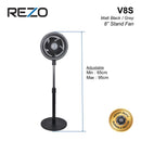 Rezo Kipas Berdiri Stand Fan (8") 90W V8S (MB)