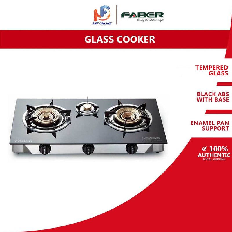 Faber Dapur Gas 3 Burners Glass Gas Stove FC GLAZZO G3713