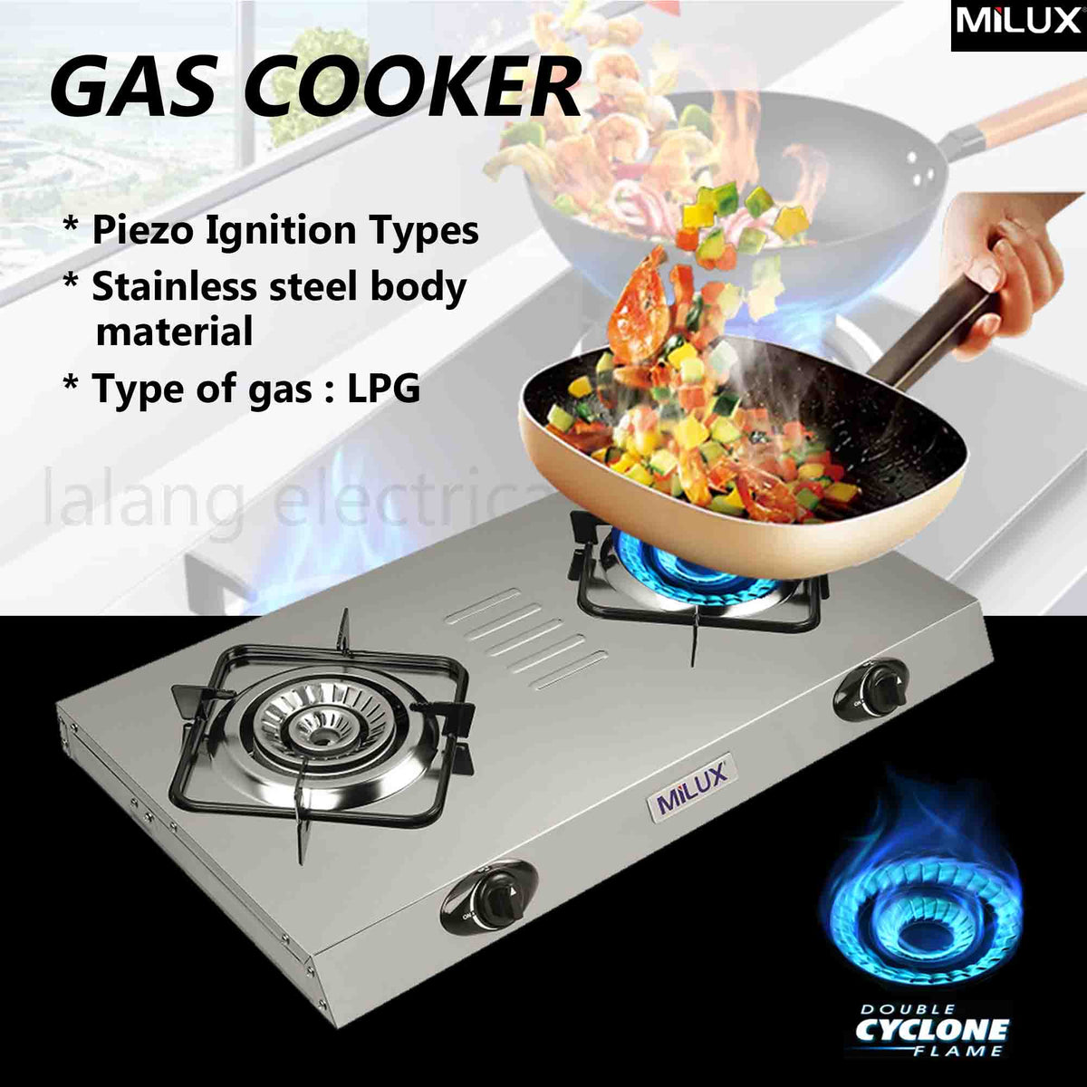 Milux Dapur Gas Keluli Tahan Karat Stainless Steel Gas Stove dapur gas