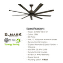 Elmark Kipas Siling 72” 9HE - 9HE DC Motor Ceiling fan with Remote control 9HE72 9HE-RB 9HE-MBK