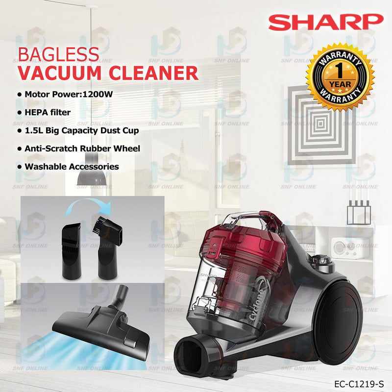 Sharp Vacuum Cleaner-Silver 1200W EC-C1219-S / ECC1219S