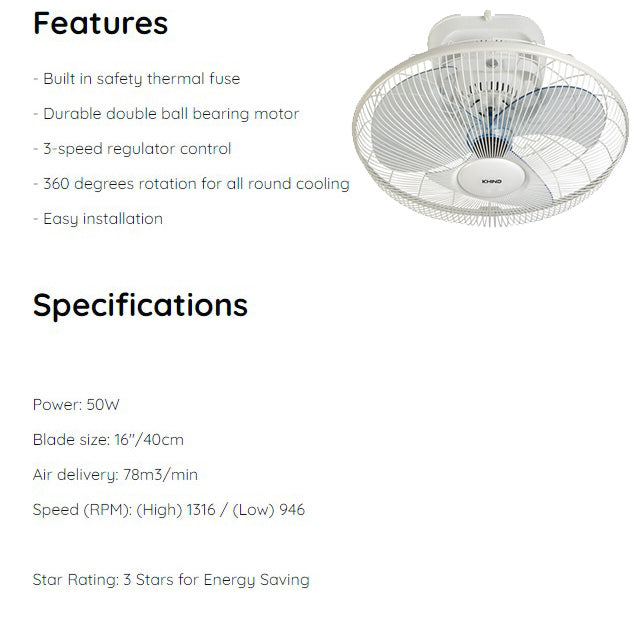Khind Auto Fan 16 “ AF1601