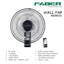 Faber Kipas Dinding Wall Fan 5 Blade (16”) FWF-VIENTO 1637R FWF-VIENTO-1636