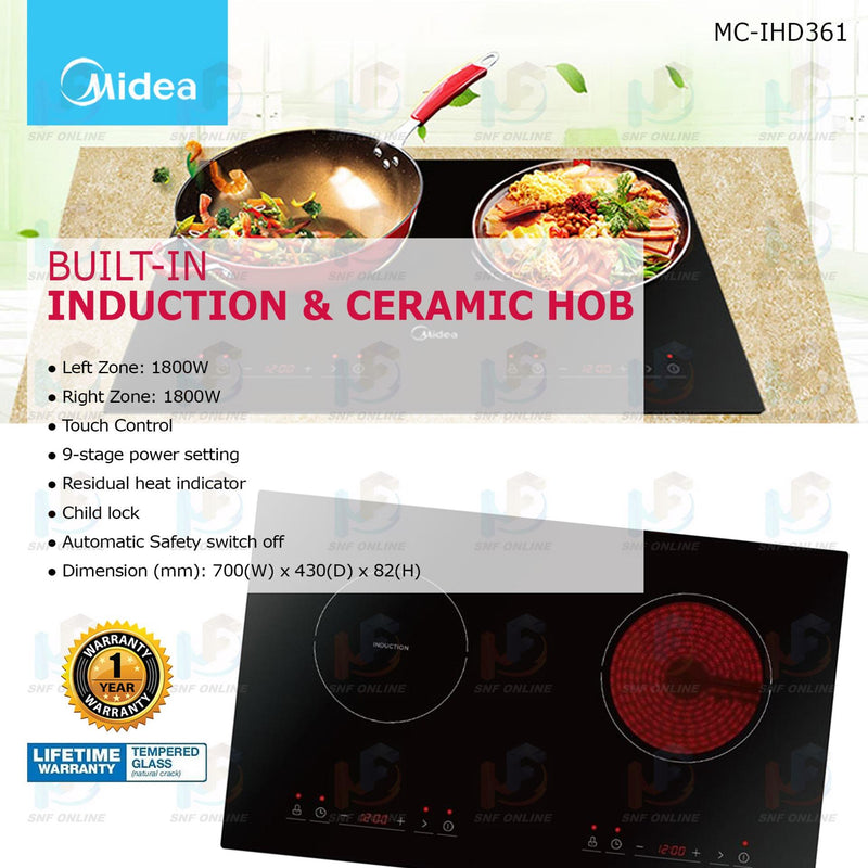 Midea 70cm Hybrid induction and Ceramic Cooktop MC-IHD361