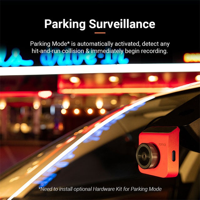 70Mai A400 Car Recorder Dash Cam QHD 1440P Rear Cam Night Vision 145 FOV WDR App Control Smart 70M-A400-RD + 32GB