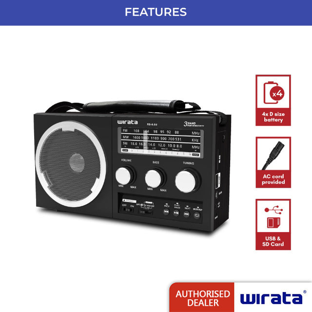 Wirata Portable Radio With USB/SD/AUX/REMOTE RS-8.5U